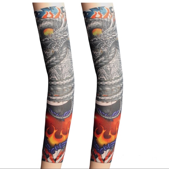 Temporary Tattoo Sleeves Body Art Arm Sun Protector UV protection arm Sleeves - Picture 5 of 8
